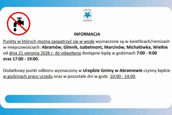 Punkty poboru wody w gminie Abramów – godziny i lokalizacje