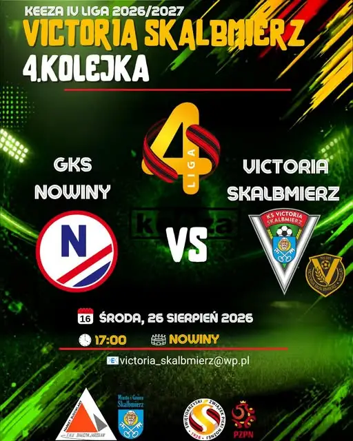 GKS Nowiny i Victoria Skalbmierz zmierzą się w 4. kolejce IV ligi