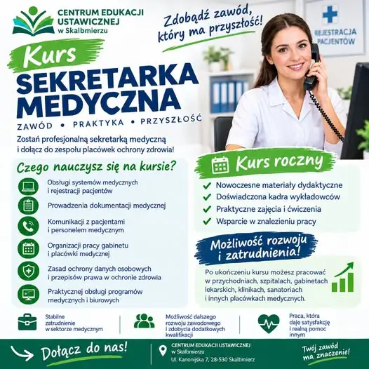 Kurs Sekretarka medyczna w Skalbmierzu – rekrutacja trwa