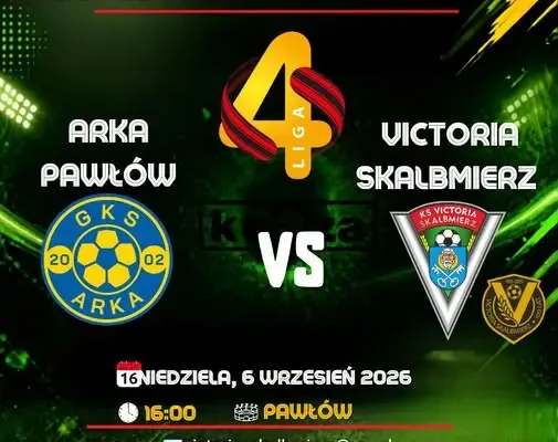 GKS Arka Pawłów zagra na wyjeździe z Victorią Skalbmierz w 6. kolejce IV ligi