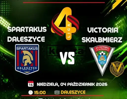 Spartakus Daleszyce zmierzy się z Victorią Skalbmierz w 10. kolejce IV Ligi