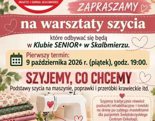 Szycie od Serca w Skalbmierzu – warsztaty ruszają już 9 października