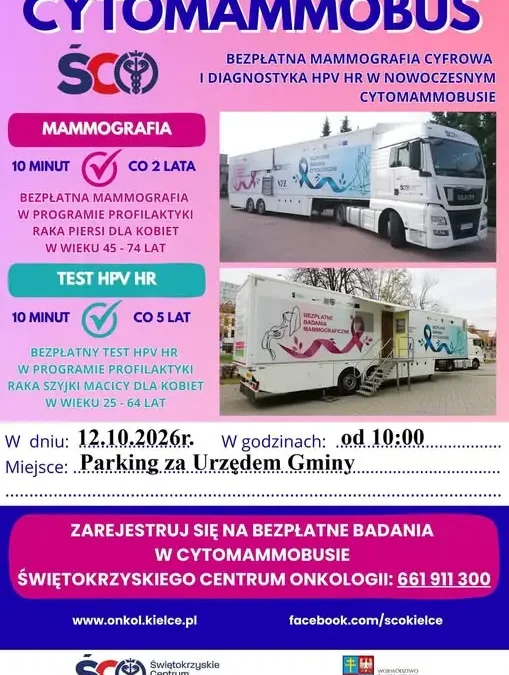 Świętokrzyskie: bezpłatna mammografia i cytologia w cytomammobusie – zapisy już trwają