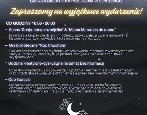 Noc Bibliotek w Opatowcu – jutro wieczór pełen atrakcji